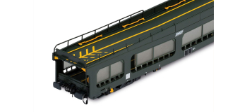 HJ4209 - Wagon porte-autos DD DEV 66 vert, SNCF, avec panneaux de protection semi-transparents - Jouef