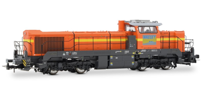 HJ2472 - Locomotive diesel Vossloh DE 18, Millet Rail orange/grise - Jouef