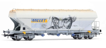 HJ6319 - Wagon-trémie céréalier SNCF « MILLET », avec grafittis - Jouef