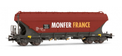 HJ6204 - Wagon trémie à face plane, rouge / noir, MONFER France - Jouef