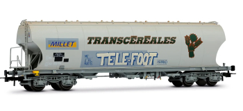 HJ6282 - Wagon trémie SNCF Transcéréales Millet avec graffiti Telefoot - Jouef