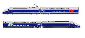 HJ2362 - Coffret TGV 2N2 EURODUPLEX, livrée bleu avec logo carmillon, SNCF - Jouef