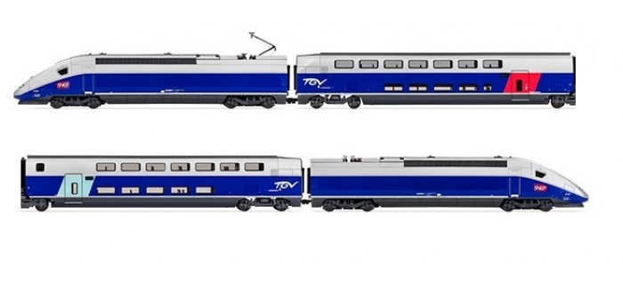 HJ2362 - Coffret TGV 2N2 EURODUPLEX, livrée bleu avec logo carmillon, SNCF - Jouef