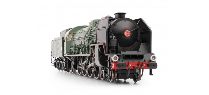 Modélisme ferroviaire : JOUEF HJ2243 - Locomotive à vapeur 241 P 17, tender 34P325, dépôt du Mans, Version fin de service, DCC, Son 
