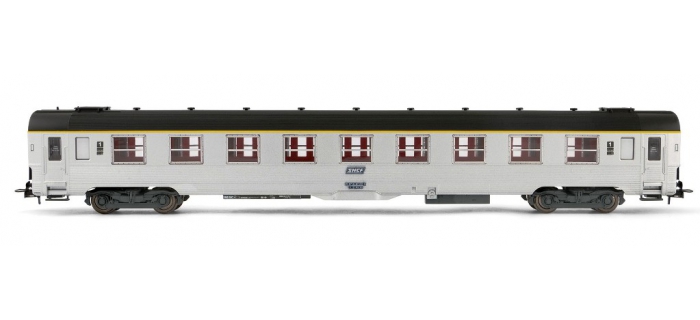 Rame Jouef HO 4 Voitures Voyageurs INOX - Bande Jaune 1ère Classe - Occasion