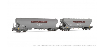 Train électrique : JOUEF HJ6149 - Coffret de 2 wagons céréaliers “ Transcéréales-TMF