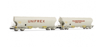 Train électrique : JOUEF HJ6156 - Coffret de 2 wagons céréaliers à parois latérales bombées “Unifrex” et “Arbel rail”