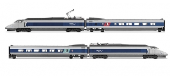 Modélisme ferroviaire : JOUEF HJ2356S - Coffret TGV Sud Est, bleu et gris métal, logo Carmillon, DCC