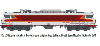 LS MODELS 10320 Locomotive électrique CC6502 SNCF, gris métalisé, livrée Arzens, logo Beffara, 160 km/h, Lyon mouche