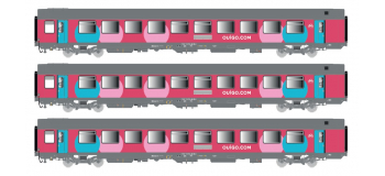 LSM40994 - Coffret de 3 voitures Vtu, SNCF livrée OUIGO, toitures gris orage (RESERVATION) - LS Models