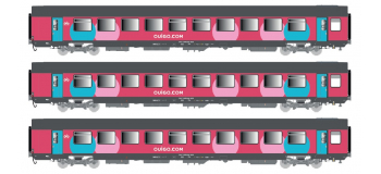 LSM40995 - Coffret de 3 voitures Vtu, SNCF livrée OUIGO, toitures gris foncé (RESERVATION) - LS Models