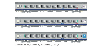 LSM41206 - Coffret de 3 voitures Corail Vtu, SNCF livrée Rhône-Alpes - LS Models