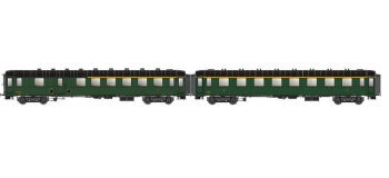 MW40906 - Set de 2 voitures OCEM parois-lisses avec feux de fin de convoi, SNCF - LS Models