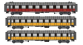 MW40925 - *** Boitage à vérifier *** Coffret 3 voitures OCEM RA A9 rouge B9 B9 jaune, A8yfi + 2 B9yfi, PLM - LS Models