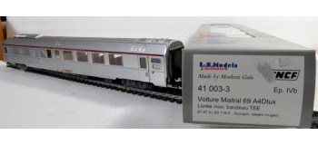 DEP-LSM41003-3 - Voiture fourgon Mistral 69 A4Dtux, SNCF livrée inox TEE - LS Models