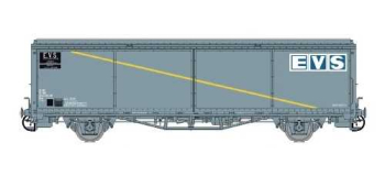 LSM30672 - Wagon couvert Hs, gris bande jaune, parois planes - LS Models