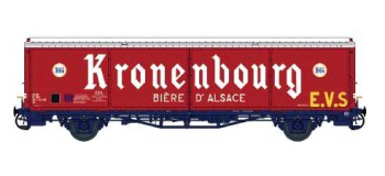 LSM30675 - Wagon couvert Hs rouge toit blanc, Kronenbourg, logo EVS jaune - LS Models