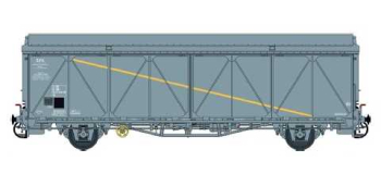 LSM30676 - Wagon couvert Hs gris bande jaune, parois renforcées, toit haut - LS Models