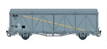 LSM30677 - Wagon couvert His gris bande jaune, parois renforcées, toit haut - LS Models