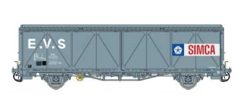LSM30678 - Wagon couvert Hs gris parois renforcées, plaque SIMCA - LS Models