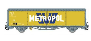 LSM30679 - Wagon couvert Hbis jaune/gris parois planes, METROPOL - LS Models