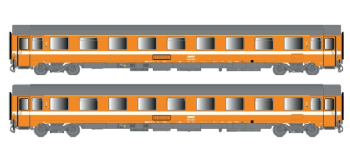 LSM40350 - Coffret de 2 voitures VSE A9u, orange, bandeau blanc, toit gris, livrée C1, logo encadré, IV - LS Models