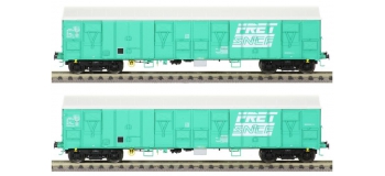 Modélisme ferroviaire : LSMODEL LSMMW1612 - Coffret de 2 wagons couvert Gahkkss vert logo FRET Ep.V