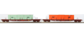 Modélisme ferroviaire : LSMODEL LSM30099 - Coffret de 2 wagons plats brun UIC à ranchers type Sgss