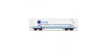 Modélisme ferroviaire : LSModel - LSM 30309 - Wagon plat avec caisse mobile frigorifique DISPAM livrée transport frigorifique - SNCF