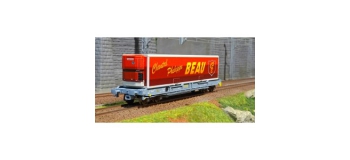 Modélisme ferroviaire : LSModel -  LSM30311 - Wagon plat porte conteneur K1 Novatrans, conteneur mobile frigorifique Chantal Philippe BEAU