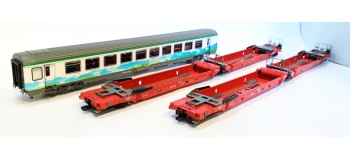 Modélisme ferroviaire : LS Model - LSM40327 - Coffret de 2 wagons MODAHLOR rouge et voiture d'accompagnement Corail bleue SNCF