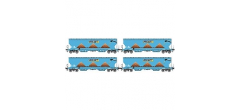 Modelisme ferroviaire : LSMODEL LSM30581 - Coffret de 4 wagons céréaliers trémies à bogies 