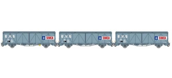 MODELISME FERROVIAIRE LSMODEL LSM30656 - Coffret de 3 wagons couvert EVS livrée gris avec parois renforcées et logo 