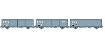 Modelisme ferroviaire LSMODEL LSM30660 - Coffret de 3 wagons couvert EVS livrée gris avec parois planes et logo 