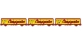 Modelisme ferroviaire LSMODEL LSM30661 - Coffret de 3 wagons couvert EVS livrée rouge/jaune avec parois planes et logo 