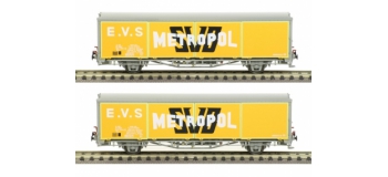 Modélisme ferroviaire : LSMODEL LSM30664 - Coffret de 2 wagons EVS toit bas METROPOL Ep.IV