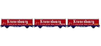 Modelisme ferroviaire et Train électrique : LSMODEL LSM30666 - Coffret de 3 wagons couvert EVS livrée rouge toit blanc avec parois planes et logo 