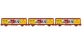Modelisme ferroviaire LSMODEL LSM30667 - Coffret de 3 wagons couvert EVS livrée rouge/jaune avec parois planes et logo 