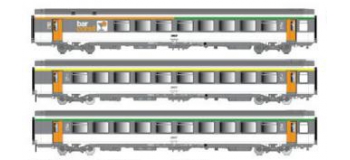Modelisme ferroviaire : LSMODEL LSM40135 - Coffret de 3 voitures voyageurs B5rtu+A10 rtu+Bll SNCF