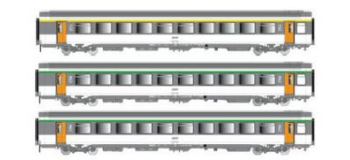 Modelisme ferroviaire : LSMODEL LSM40136 - Coffret de 3 voitures voyageurs A10rtu+Blltu+Blltu SNCF