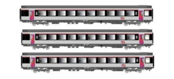 Modélisme ferroviaire : LS Model - LSM40312 - Coffret de 3 voitures VTU, SNCF, gris métallisé, bande noir 