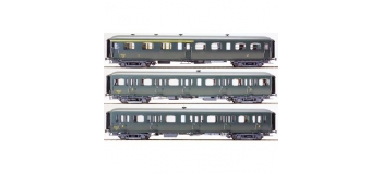 Modélisme ferroviaire : LS Model -LSM40328 - Coffret de 3 voitures Express Nord A3B4 + B9t + B11tz livrées vertes, SNCF 