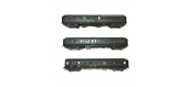 Modélisme ferroviaire : LS Model - LSM40329 - Coffret de 3 voitures Express Nord A7 + B9 + B5d livrées vertes, châssis gris, toit vert, inscriptions jaunes