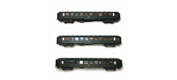 Modélisme ferroviaire : LS Model - MW40901 - Coffret de 3 voitures OCEM seconde classe B10 livrée verte.