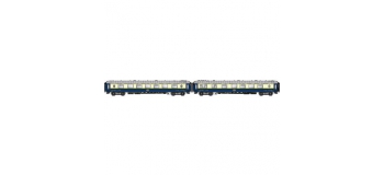 Modelisme ferroviaire : LSMODEL LSM49171 -  Coffret de 2 voitures CIWL Côte d'azur livrée d'origine bleu/crème avec monogramme 