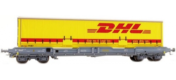 Train électrique : LSMODEL LSM30148 - Wagon porte-conteneur Novatrans DHL Ep. IV-V 