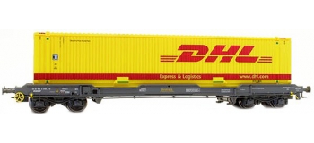 Train électrique : LSMODEL LSM30149 - Wagon porte-conteneur Novatrans DHL Ep. IV-V 