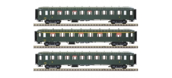 Modélisme ferroviaire : LS Model - MW40380 - Coffret de 3 voitures OCEM faces lisses  A8 B10 B10, SNCF