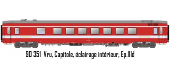Modélisme ferroviaire : LS MODELS LSM90351 - Voiture restaurant Vru CAPITOLE SNCF (Livrée rouge R37)