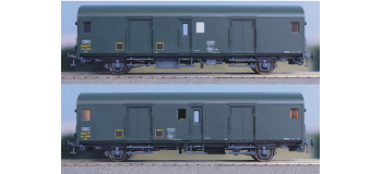 Models World 30305 - Coffret de 2 fourgons Dqd2m, vert 301, avec feux de fin de convoi